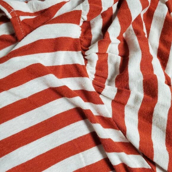 Vine & Love Rust White Striped Puff Sleeve Top Women’s Size M - Picture 6 of 7